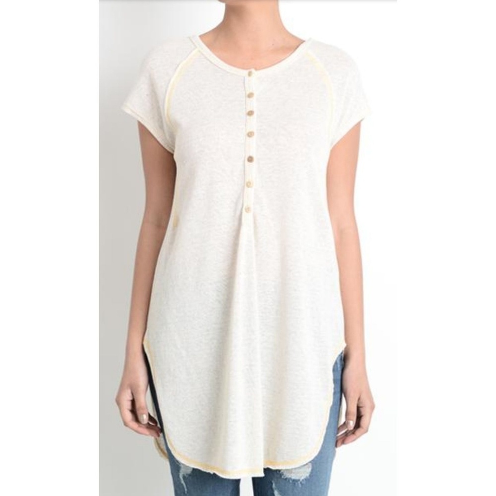//fiona tunic\\ Short Sleeve Cotton Blend Tunic